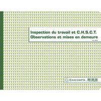 Registre de l'Inspection du travail et du CHSCT - folioté - 16 pages