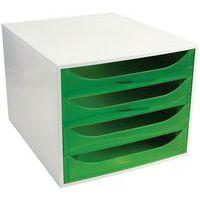 Caisson 4 tiroirs gris/vert pomme transparent - Image principale