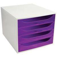Caisson 4 tiroirs gris/violet transparent - Image principale