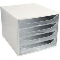 Caisson 4 tiroirs blanc/cristal - Image principale