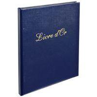 Lot de 5 livres d'or Balacron + titre 140 pages blanches 21x19cm vertical bleu - Image 3