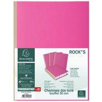 Lot de 10 paq. 10 chem. à soufflet dos toilé ROCK''S 24x32cm rose thumbnail image 3