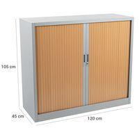 Armoire à rideaux Manutan 105X120X45 cm Alu/Hêtre thumbnail image 8