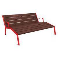 Chaise longue Silaos 3 places accoud. acier/plastique recyclé rouge 3020/marron - Image principale