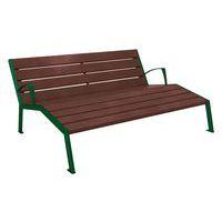 Chaise longue Silaos 3 places accoud. acier/plastique recyclé vert 6005/marron - Image principale