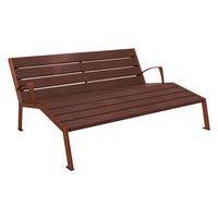 Chaise longue Silaos 3 places accoud. acier/plastique recyclé corten/marron - Image principale