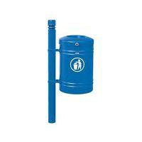 Poubelle Guyenne sur poteau pommeau City 40 L avec seau - bleu 5010 - Image principale