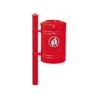 Poubelle Guyenne sur poteau pommeau Agora 40 L avec seau - rouge 3020 - Image principale