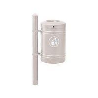 Poubelle Guyenne sur poteau pommeau Agora 40 L avec seau - gris 7044 - Image principale