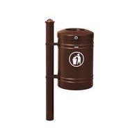 Poubelle Guyenne sur poteau pommeau Agora 40 L avec seau - marron 8017 - Image principale