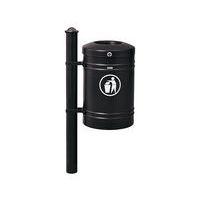 Poubelle Guyenne sur poteau pommeau Agora 40 L avec seau - noir 9005 - Image principale