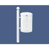 Poubelle Guyenne sur poteau pommeau Boule 40 L avec seau - blanc 9010 - Image principale