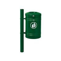 Poubelle Guyenne sur poteau pommeau inox brossé 40 L seau - vert 6005 - Image principale