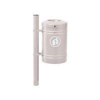 Poubelle Guyenne sur poteau pommeau inox brossé 40 L seau - gris 7044 - Image principale