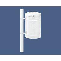 Poubelle Guyenne sur poteau pommeau inox brossé 40 L seau - blanc 9010 - Image principale