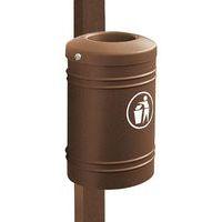 Poubelle Esterel 40 L à fixer sur poteau Ø 7.6 cm - marron 8017 - Image principale