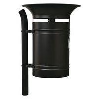 Poubelle Vanoise 40 L sur poteau avec seau - zinc noir 9005 - Image principale