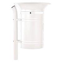 Poubelle Vanoise 40 L sur poteau avec seau - zinc blanc 9010 - Image principale