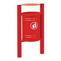 Poubelle Saintonge 40 L avec seau pommeau inox brossé zinc rouge 3020 - Image principale