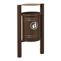 Poubelle Saintonge 40 L avec seau pommeau inox brossé zinc marron 8017 - Image principale
