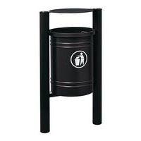 Poubelle Saintonge 40 L avec seau pommeau inox brossé - zinc noir 9005 - Image principale