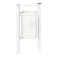 Poubelle Saintonge 40 L avec seau pommeau inox brossé zinc blanc 9010 - Image principale