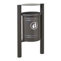 Poubelle Saintonge 40L avec seau pommeau inox brossé zinc gris Procity - Image principale