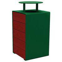 Poubelle Kub 120 L acier/bois avec couvercle - vert 6005/acajou - Image principale