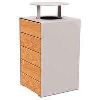 Poubelle Kub 120 L acier/bois avec couvercle - gris 7044/chêne clair - Image principale