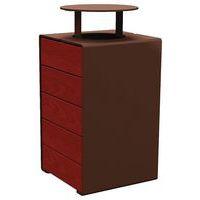 Poubelle Kub 120 L acier/bois avec couvercle - marron 8017/acajou - Image principale