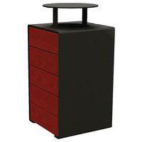 Poubelle Kub 120 L acier/bois avec couvercle - noir 9005/acajou - Image principale