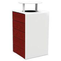 Poubelle Kub 120 L acier/bois avec couvercle - blanc 9010/acajou - Image principale