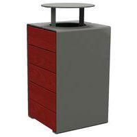 Poubelle Kub 120 L acier/bois avec couvercle - gris Procity/acajou - Image principale