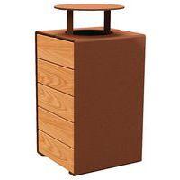 Poubelle Kub 120 L acier/bois couvercle - aspect corten/chêne clair - Image principale