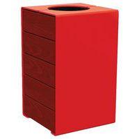 Poubelle Kub 120 L acier/bois - rouge 3020/acajou - Image principale