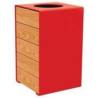 Poubelle Kub 120 L acier/bois - rouge 3020/chêne clair - Image principale