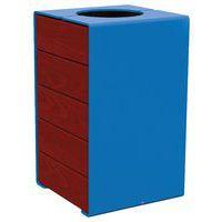 Poubelle Kub 120 L acier/bois - bleu 5010/acajou - Image principale