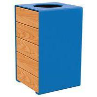 Poubelle Kub 120 L acier/bois - bleu 5010/chêne clair - Image principale