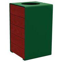 Poubelle Kub 120 L acier/bois - vert 6005/acajou - Image principale