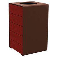 Poubelle Kub 120 L acier/bois - marron 8017/acajou - Image principale