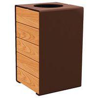Poubelle Kub 120 L acier/bois - marron 8017/chêne clair - Image principale