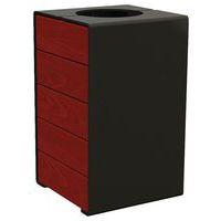 Poubelle Kub 120 L acier/bois - noir 9005/acajou - Image principale