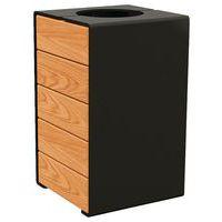 Poubelle Kub 120 L acier/bois - noir 9005/chêne clair - Image principale
