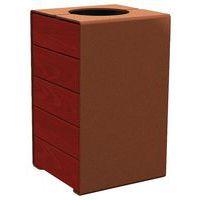 Poubelle Kub 120 L acier/bois - aspect corten/acajou - Image principale
