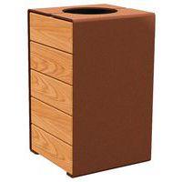 Poubelle Kub 120 L acier/bois - aspect corten/chêne clair - Image principale