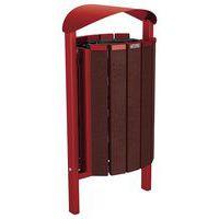 Poubelle Silaos 50L acier/plastique recyclé scellmnt marron/rouge 3004 - Image principale