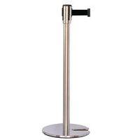 Poteau chromé sangle noir 2m base emboîtable chromé - Image principale