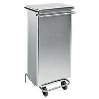 Conteneur mobile à pédale frontale amovible inox 110L - Manutan Expert - Image principale