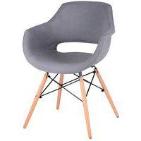 Lot de 4 fauteuils Nadine pieds bois naturel tissu gris clair - Image principale