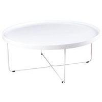 Table basse Bruno Ø 90 cm plateau Blanc pied métal Blanc - Image principale